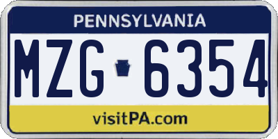 PA license plate MZG6354