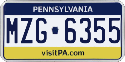 PA license plate MZG6355