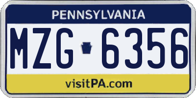 PA license plate MZG6356