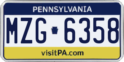 PA license plate MZG6358