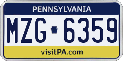 PA license plate MZG6359
