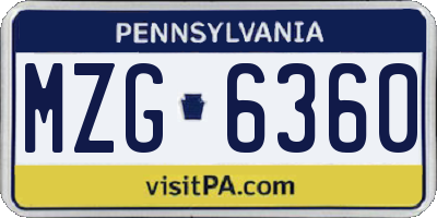 PA license plate MZG6360