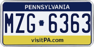 PA license plate MZG6363