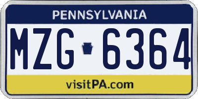 PA license plate MZG6364