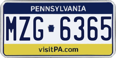 PA license plate MZG6365