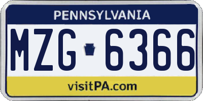 PA license plate MZG6366