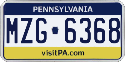 PA license plate MZG6368