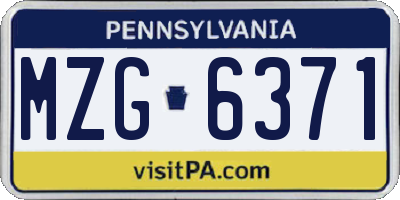 PA license plate MZG6371