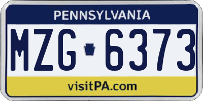 PA license plate MZG6373