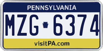 PA license plate MZG6374