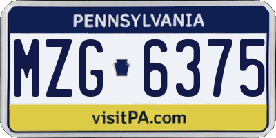 PA license plate MZG6375