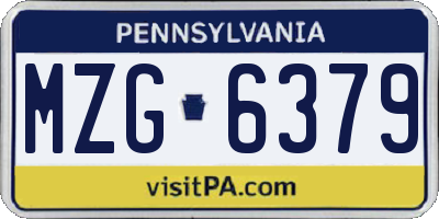 PA license plate MZG6379