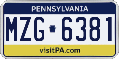 PA license plate MZG6381