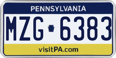 PA license plate MZG6383