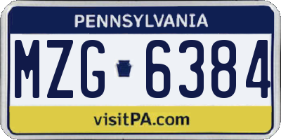 PA license plate MZG6384