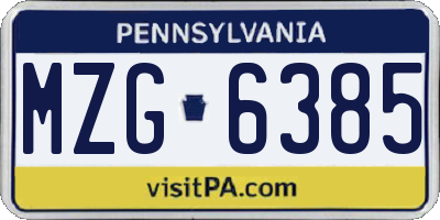 PA license plate MZG6385