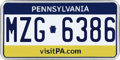PA license plate MZG6386