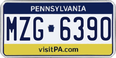 PA license plate MZG6390
