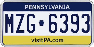 PA license plate MZG6393