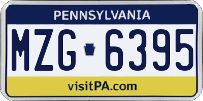 PA license plate MZG6395