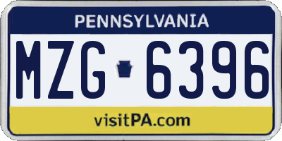 PA license plate MZG6396