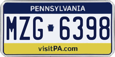 PA license plate MZG6398