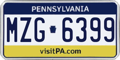 PA license plate MZG6399