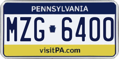 PA license plate MZG6400