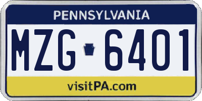 PA license plate MZG6401