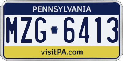 PA license plate MZG6413