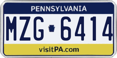 PA license plate MZG6414