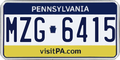 PA license plate MZG6415