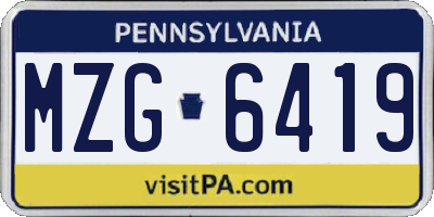 PA license plate MZG6419