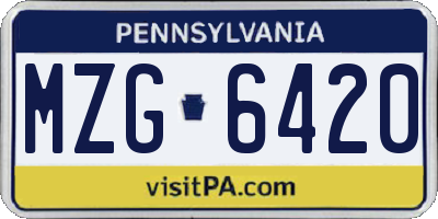 PA license plate MZG6420