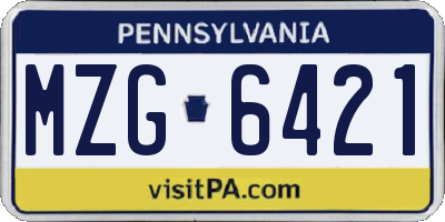 PA license plate MZG6421
