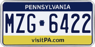 PA license plate MZG6422