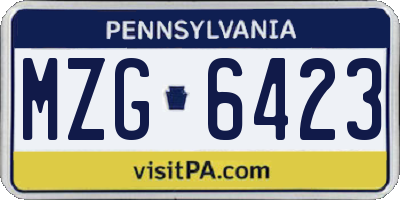 PA license plate MZG6423