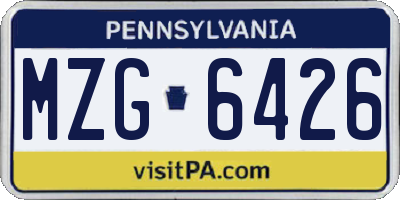 PA license plate MZG6426