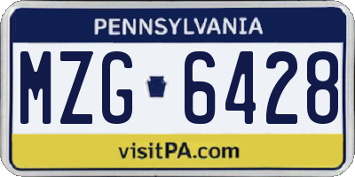 PA license plate MZG6428