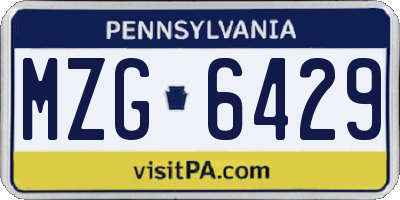PA license plate MZG6429