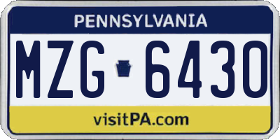 PA license plate MZG6430