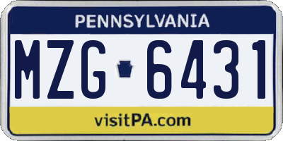 PA license plate MZG6431
