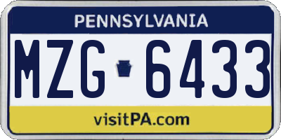 PA license plate MZG6433