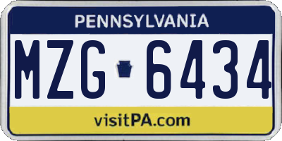 PA license plate MZG6434