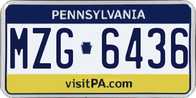 PA license plate MZG6436