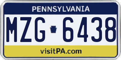 PA license plate MZG6438