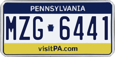 PA license plate MZG6441