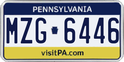 PA license plate MZG6446