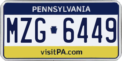 PA license plate MZG6449