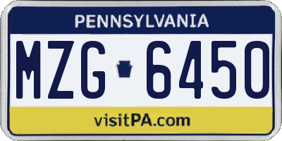PA license plate MZG6450